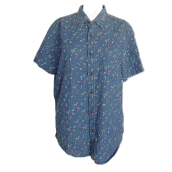 RAILS Shirt, M, Carson, Blue,  Palm Trees/Umbrellas, Buttons, Pocket - Picture 11 of 16
